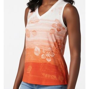 COLUMBIA Hike Tank Top with Tropical Print, Women’s M, Orange White